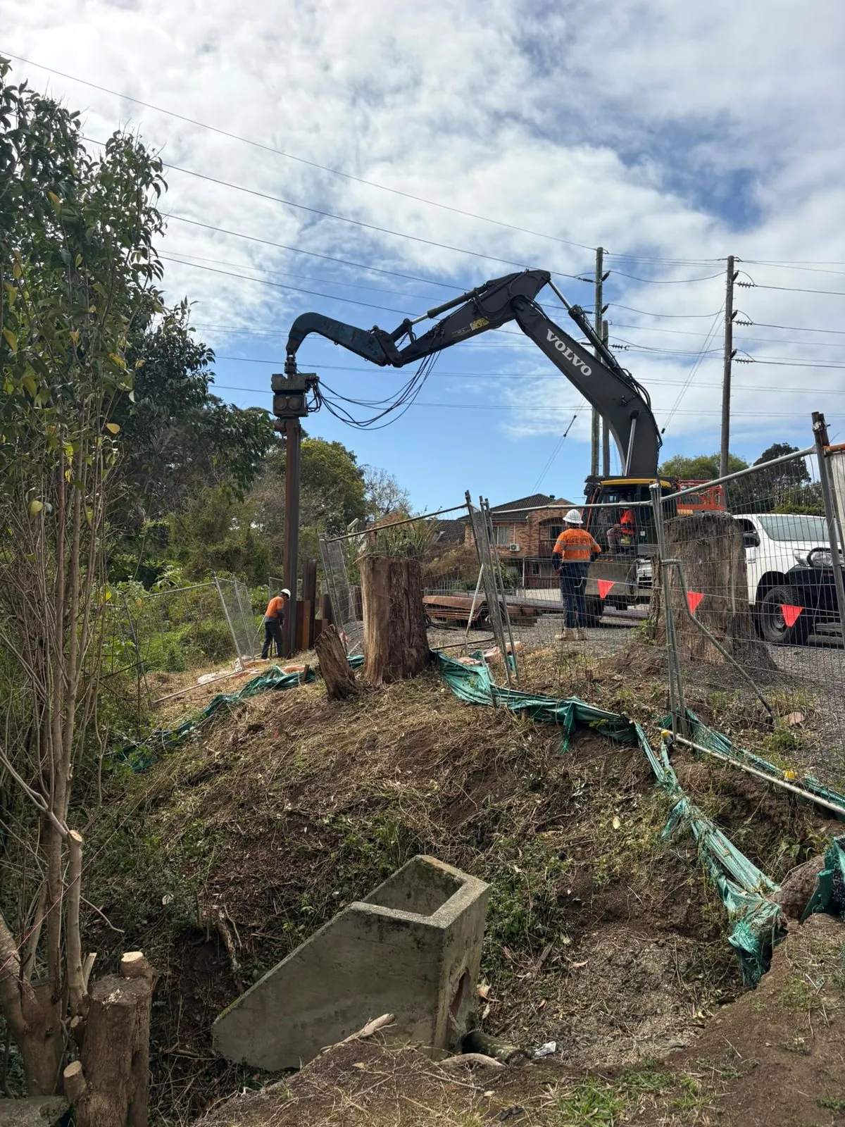Excavation around existing site infrastructure