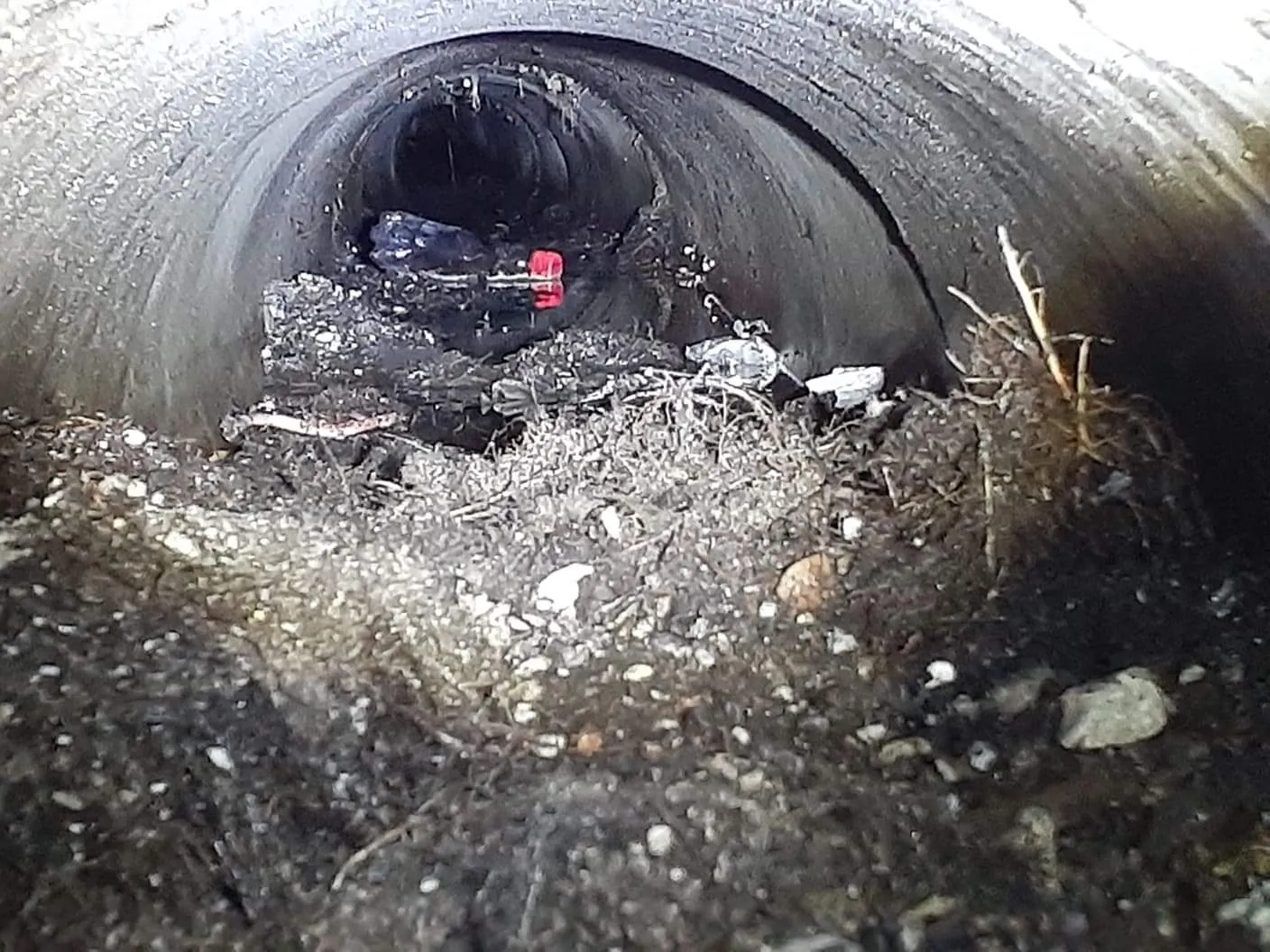 Debris inside a stormwater drain