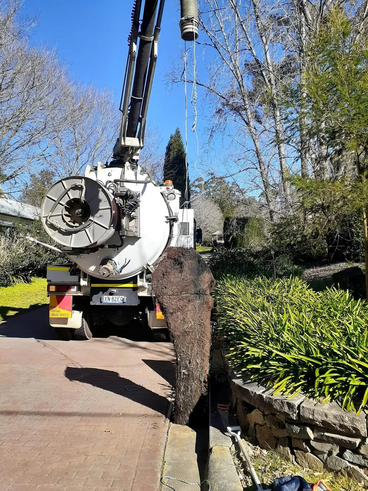 City Coast vacuum truck during drain-clearing works